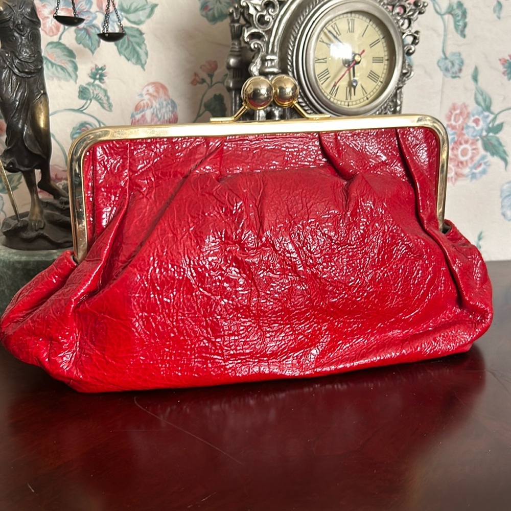 Oversized Crinkled Patent Leather Clutch